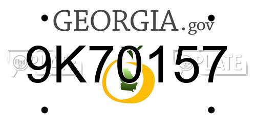 9K70157 Georgia License Plate