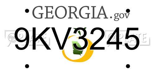 9KV3245 Georgia License Plate