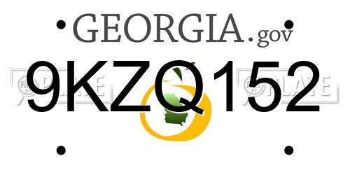 9KZQ152 Georgia License Plate