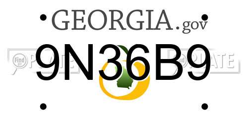9N36B9 Georgia License Plate