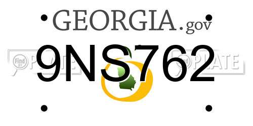 9NS762 Georgia License Plate