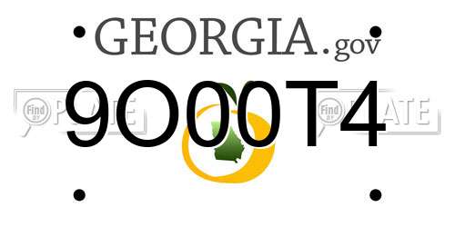 9O00T4 Georgia License Plate