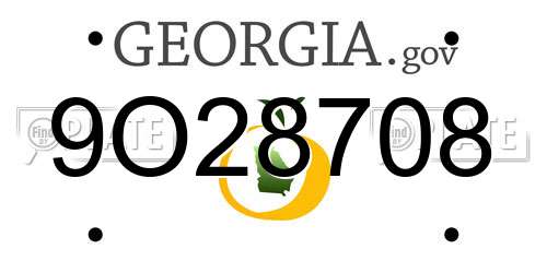 9O28708 Georgia License Plate