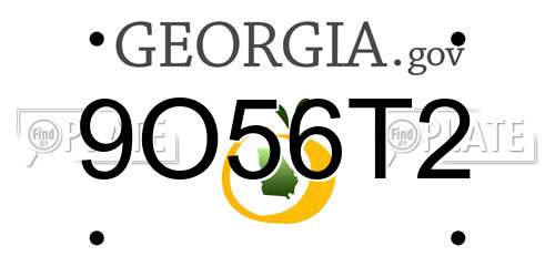 9O56T2 Georgia License Plate