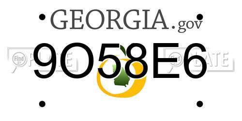 9O58E6 Georgia License Plate