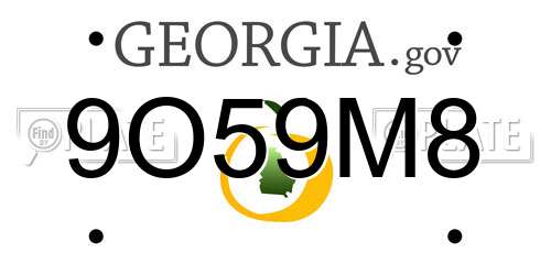 9O59M8 Georgia License Plate
