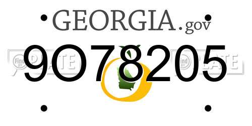 9O78205 Georgia License Plate