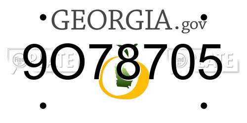 9O78705 Georgia License Plate