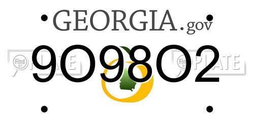 9O98O2 Georgia License Plate