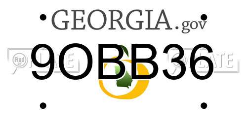 9OBB36 Georgia License Plate