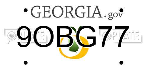 9OBG77 Georgia License Plate