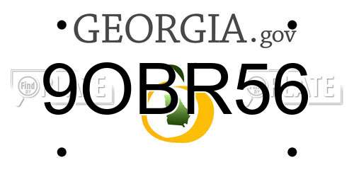 9OBR56 Georgia License Plate