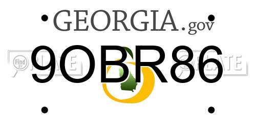 9OBR86 Georgia License Plate