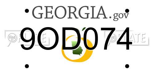 9OD074 Georgia License Plate