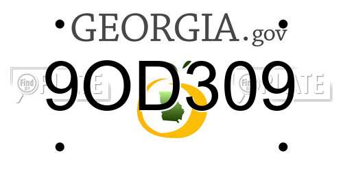 9OD309 Georgia License Plate