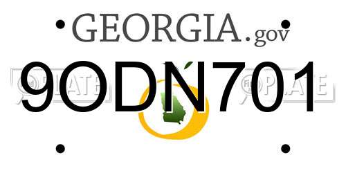 9ODN701 Georgia License Plate