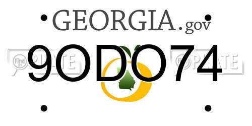 9ODO74 Georgia License Plate
