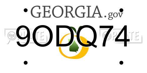9ODQ74 Georgia License Plate