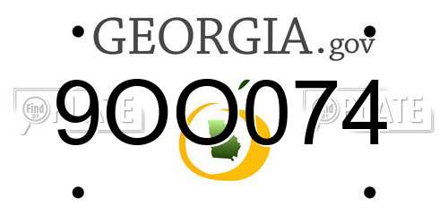 9OO074 Georgia License Plate