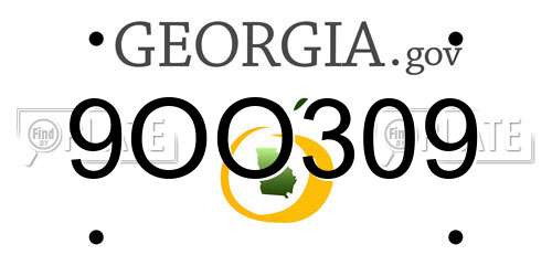 9OO309 Georgia License Plate