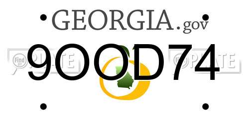 9OOD74 Georgia License Plate