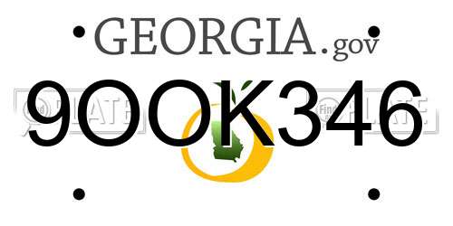 9OOK346 Georgia License Plate