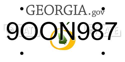9OON987 Georgia License Plate