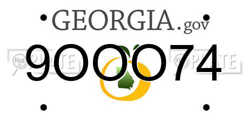9OOO74 Georgia License Plate