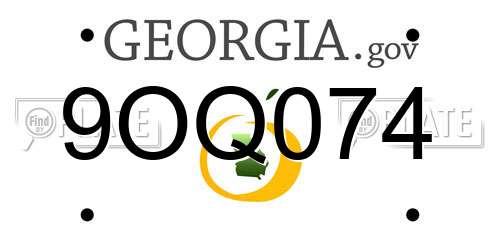 9OQ074 Georgia License Plate