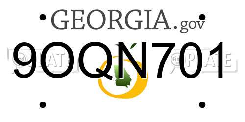 9OQN701 Georgia License Plate
