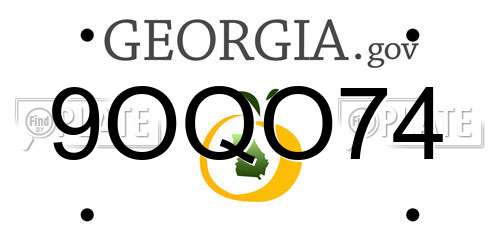 9OQO74 Georgia License Plate