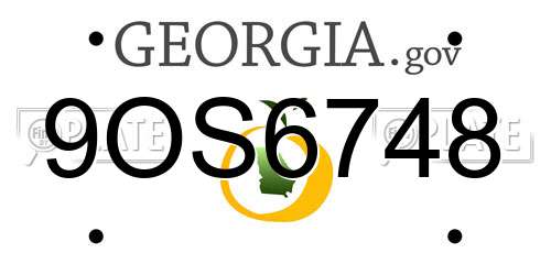 9OS6748 Georgia License Plate