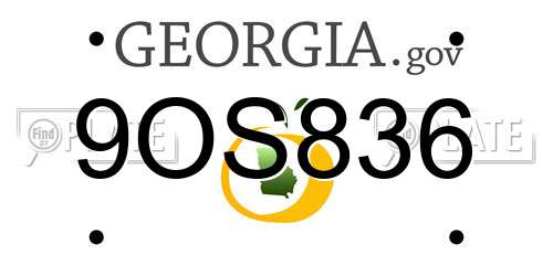 9OS836 Georgia License Plate