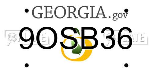 9OSB36 Georgia License Plate