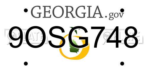 9OSG748 Georgia License Plate