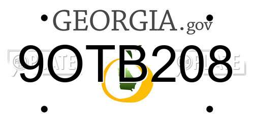 9OTB208 Georgia License Plate