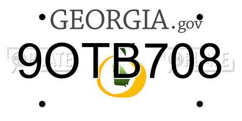 9OTB708 Georgia License Plate