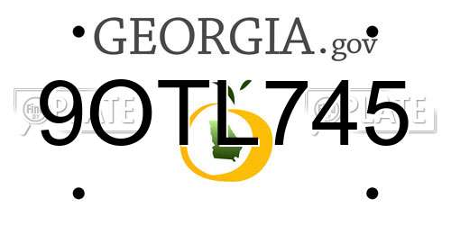 9OTL745 Georgia License Plate