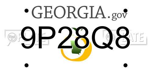 9P28Q8 Georgia License Plate