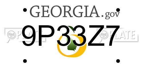 9P33Z7 Georgia License Plate