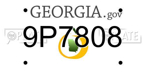 9P7808 Georgia License Plate