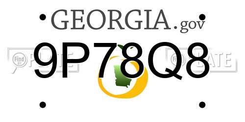 9P78Q8 Georgia License Plate