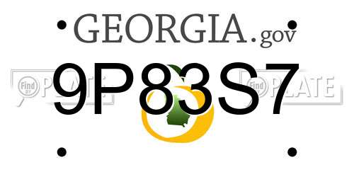 9P83S7 Georgia License Plate