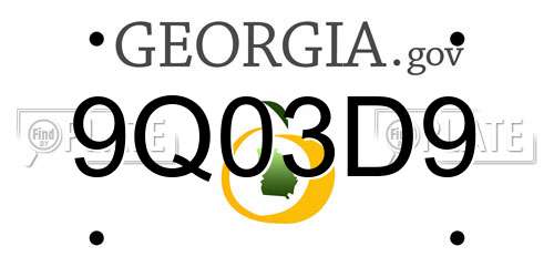 9Q03D9 Georgia License Plate