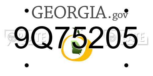 9Q75205 Georgia License Plate