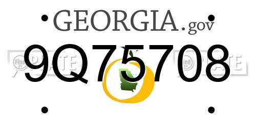 9Q75708 Georgia License Plate