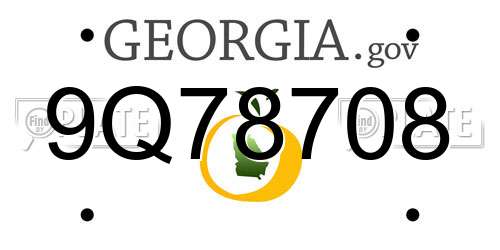 9Q78708 Georgia License Plate