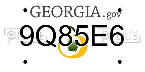 9Q85E6 Georgia License Plate