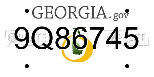 9Q86745 Georgia License Plate
