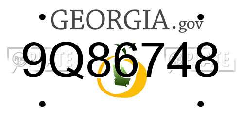 9Q86748 Georgia License Plate